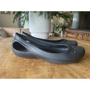 Crocs Kadee Flats Womens 7 Black Slip On Ballet Outdoors Comfort Rubber Shoes